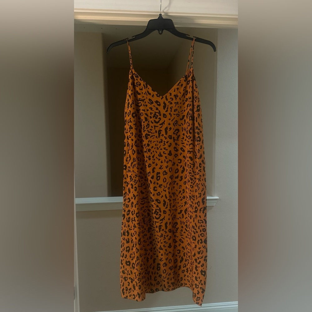 NWOT Women’s MADEWELL Silk Eva Side-Slit Slip Dress Leopard Party Silk 8 Petite - Picture 3 of 9